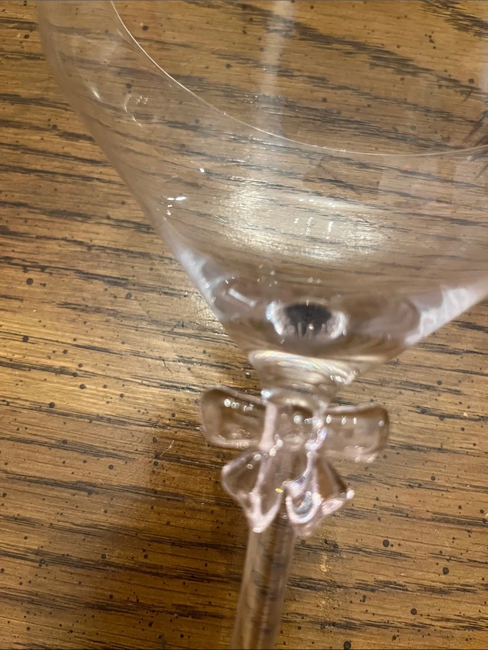 Pink Bow Coupe Cocktail Glasses - Clear Stemware (Set of 2)